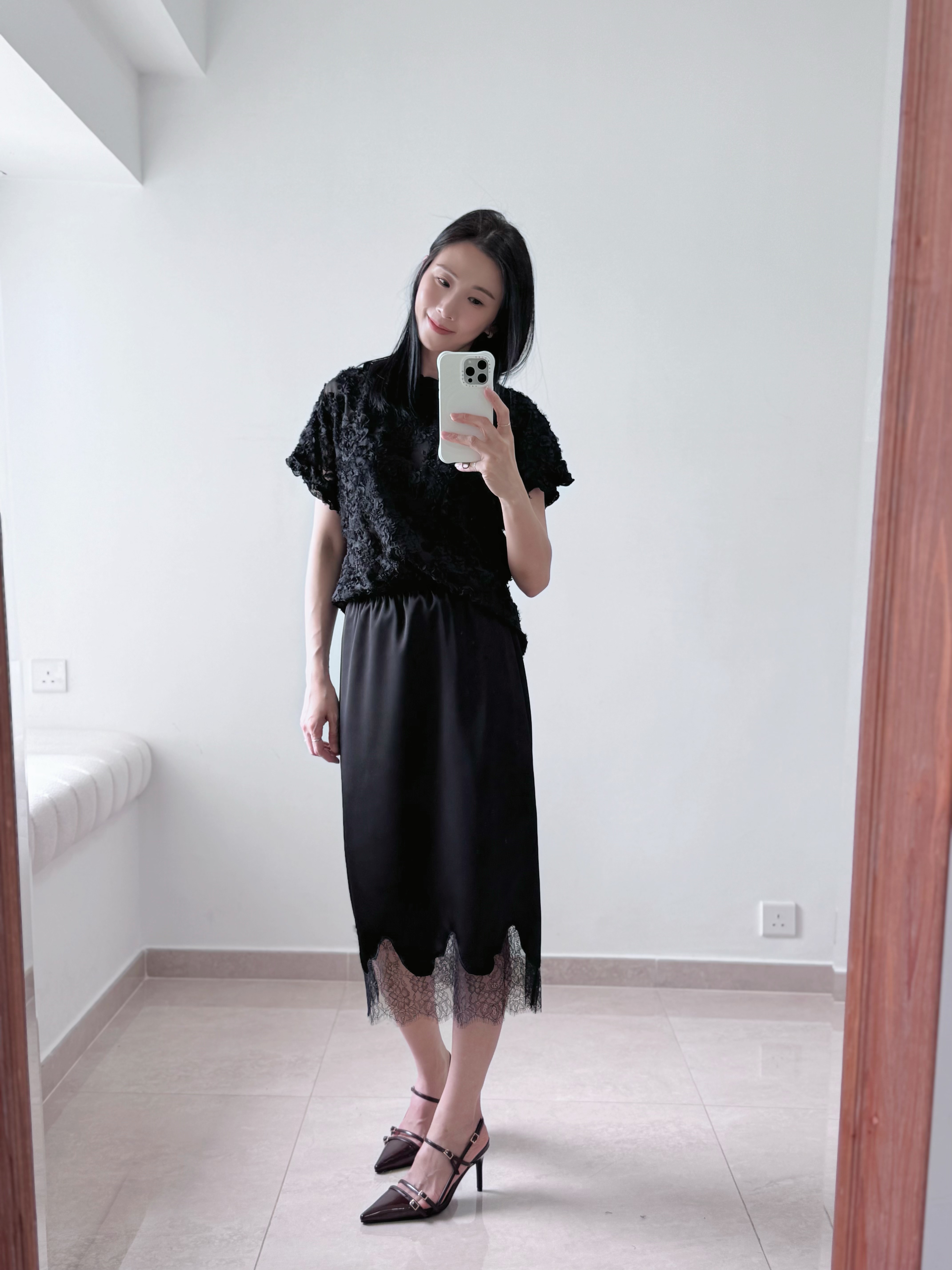 Feminine textured flower blouse