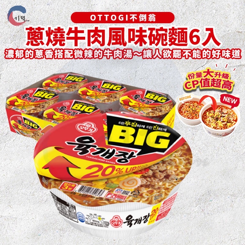 （約4月中到貨）🇰🇷韓國 OTTOGI 不倒翁 蔥燒牛肉風味碗麵（一盒6碗）
