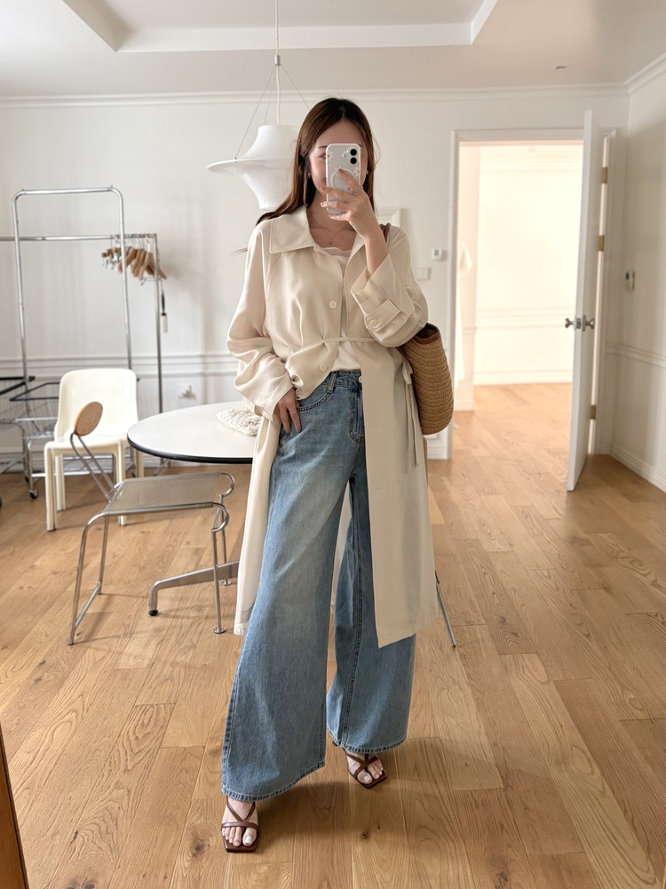 [薄!] Faded Wash Wide Leg Jeans