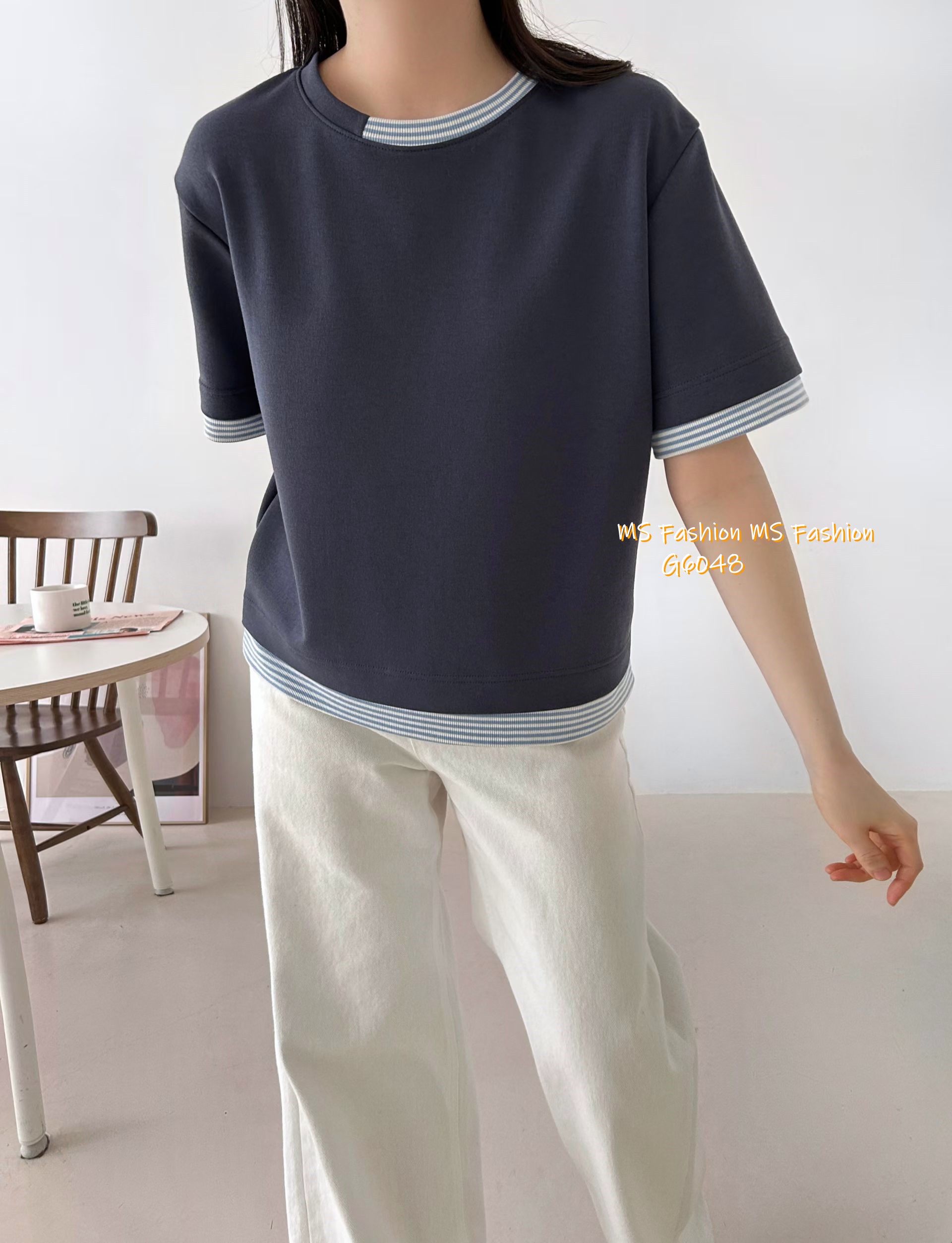 G6048 韓國🇰🇷拼邊子邊top