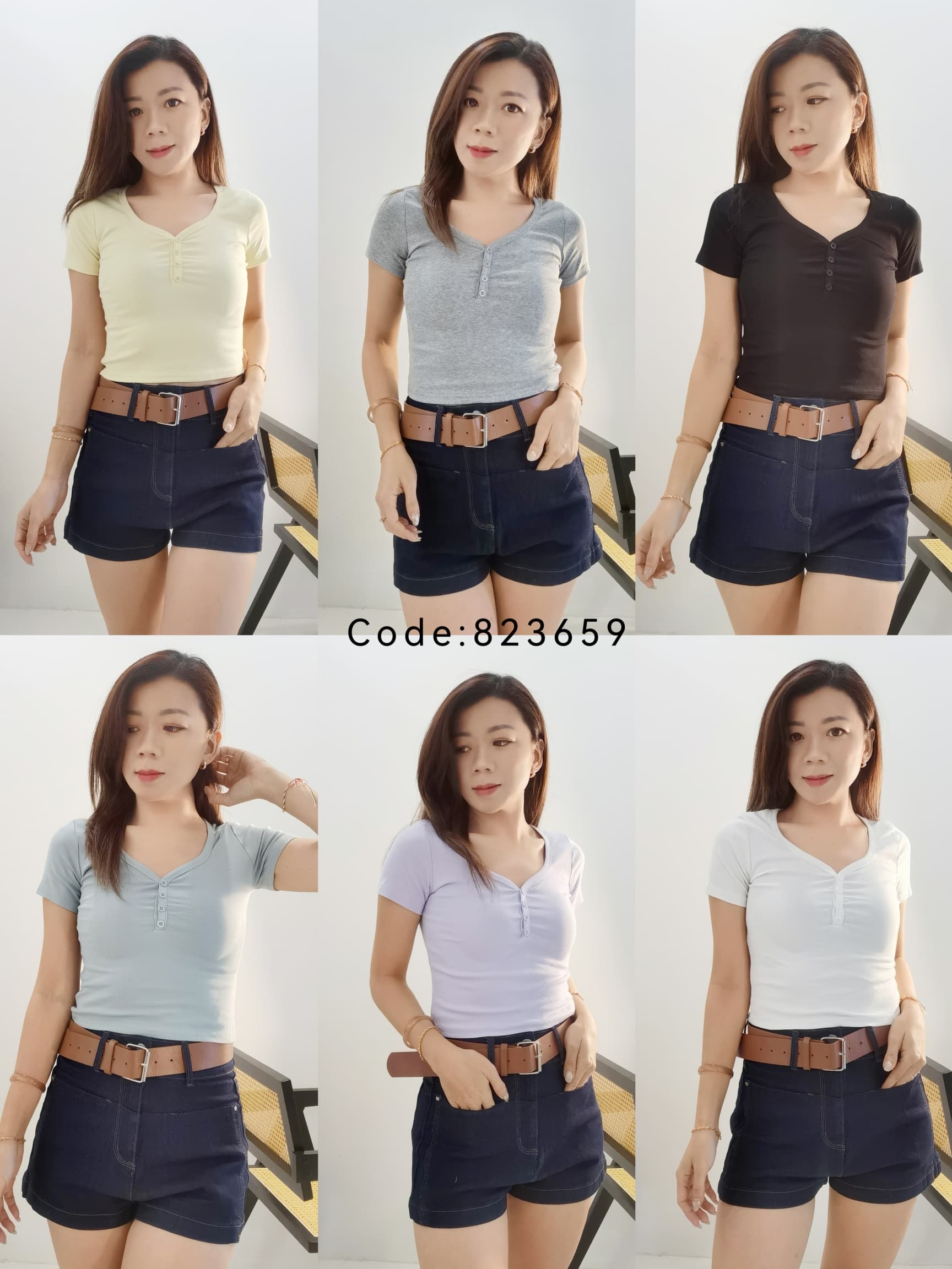 823659 Casual Cotton Top 百搭弹力上衣