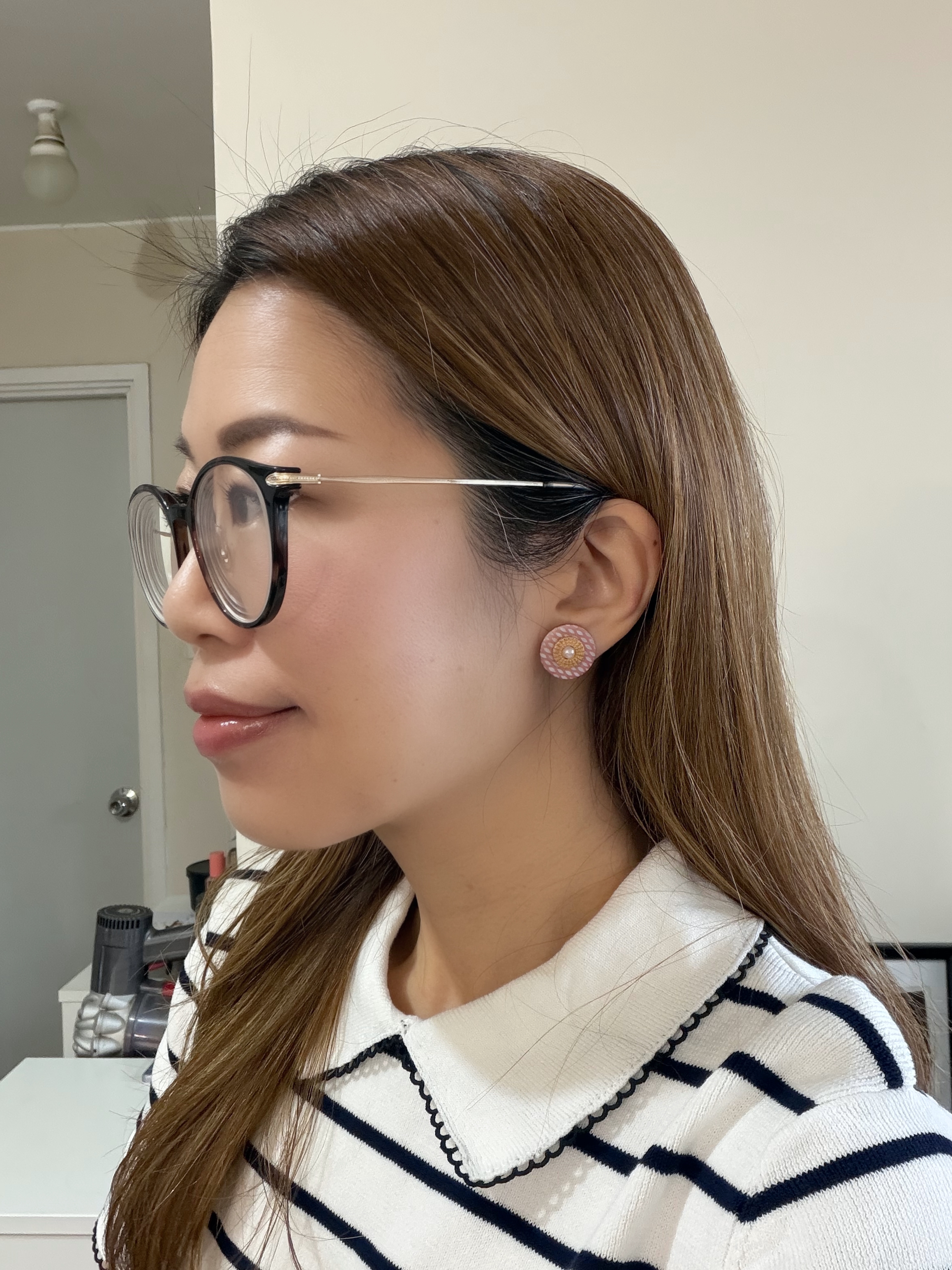 英國Metallic貝殼壓花立體耳環/Metallic Pink