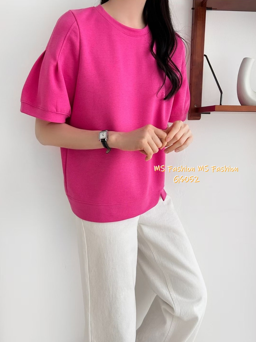 G6052 韓國🇰🇷特色袖小開叉腳top