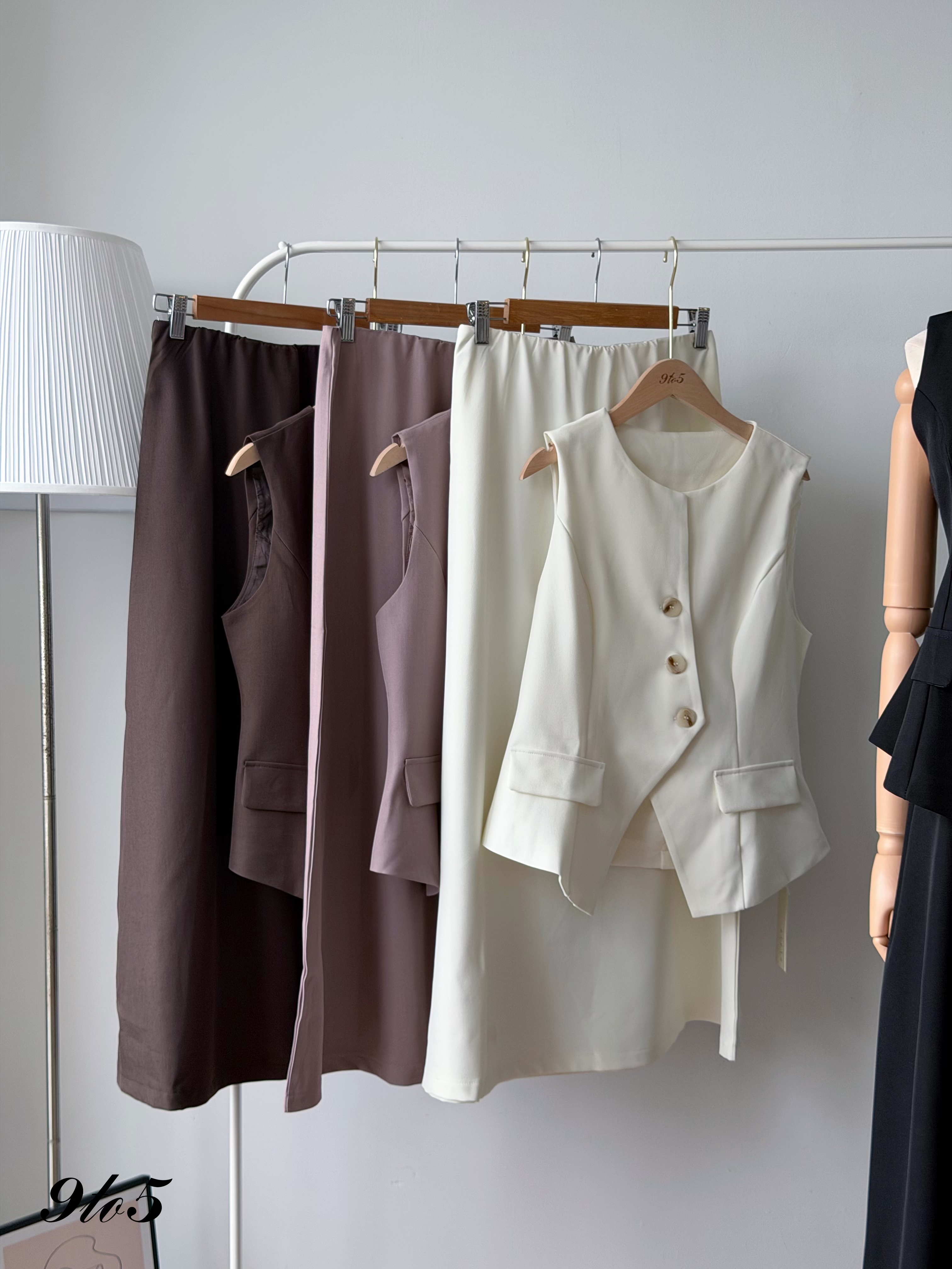 D2383 Waisted Vest with Long Skirt Set - 4 Colors 