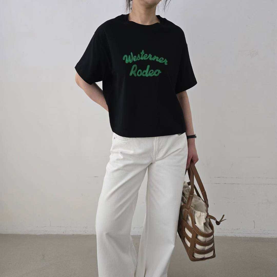 挺身混棉刺繡字Tee