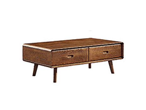 實木雙排抽屜茶几