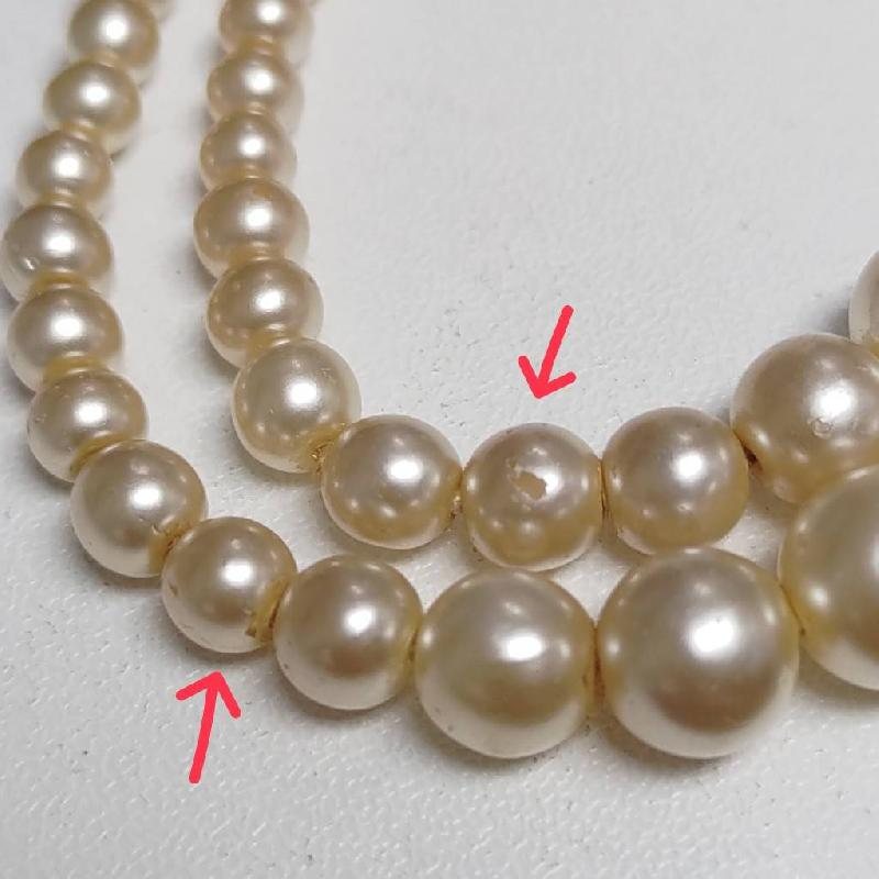 Vintage C.a. 1950s Double Row Graduating Glass Pearl Necklace (NZ014)