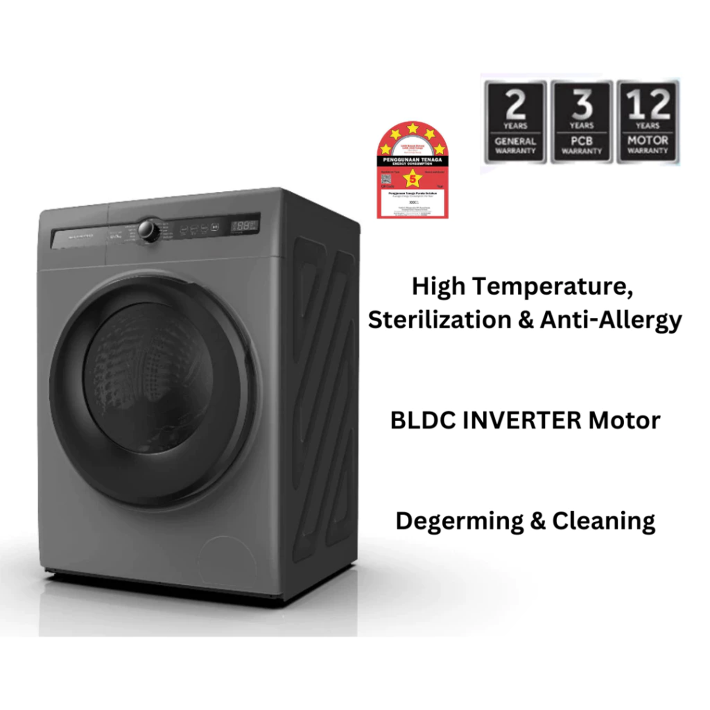 Sharp 8kg Inverter Front Load Washer (ESFH8AMB)