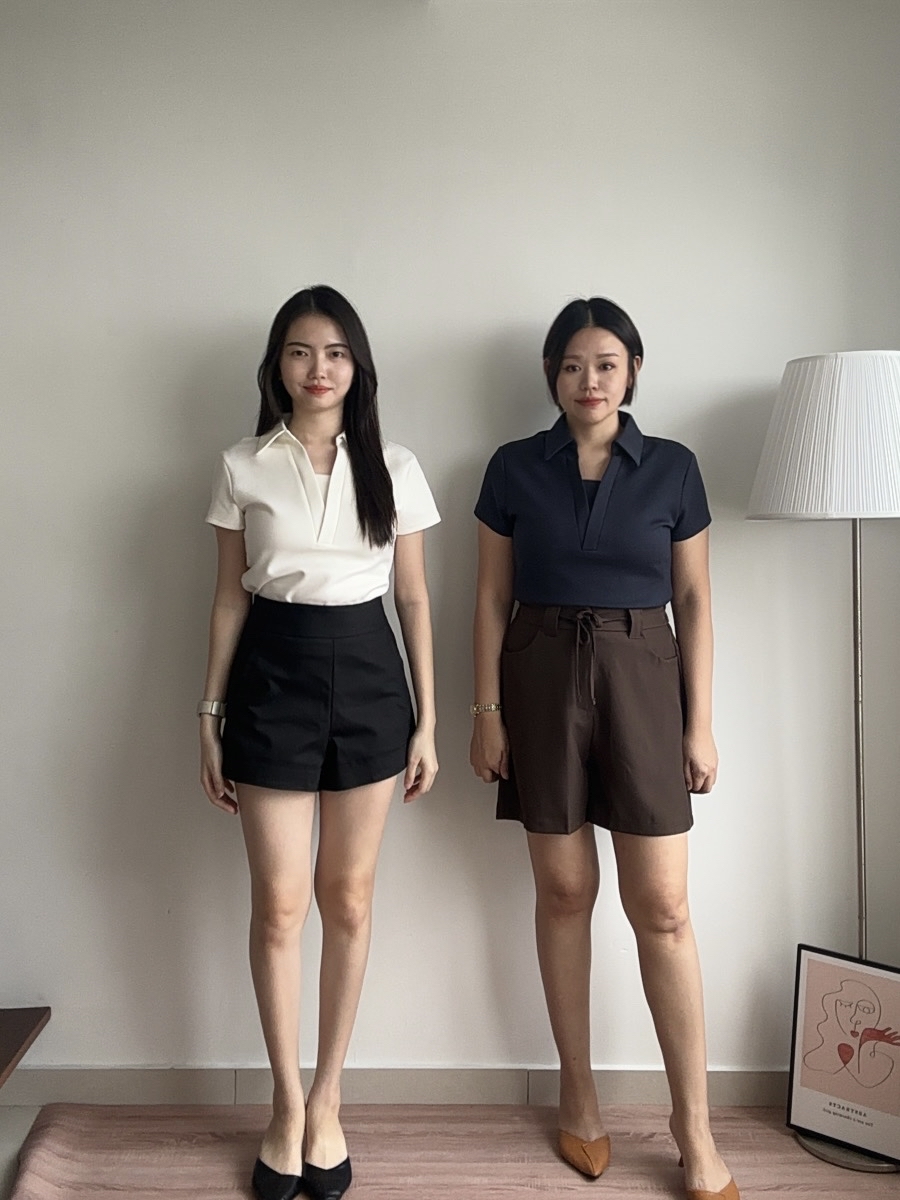 T4350 Fake Two-Pieces Polo Top - 4 Colors 