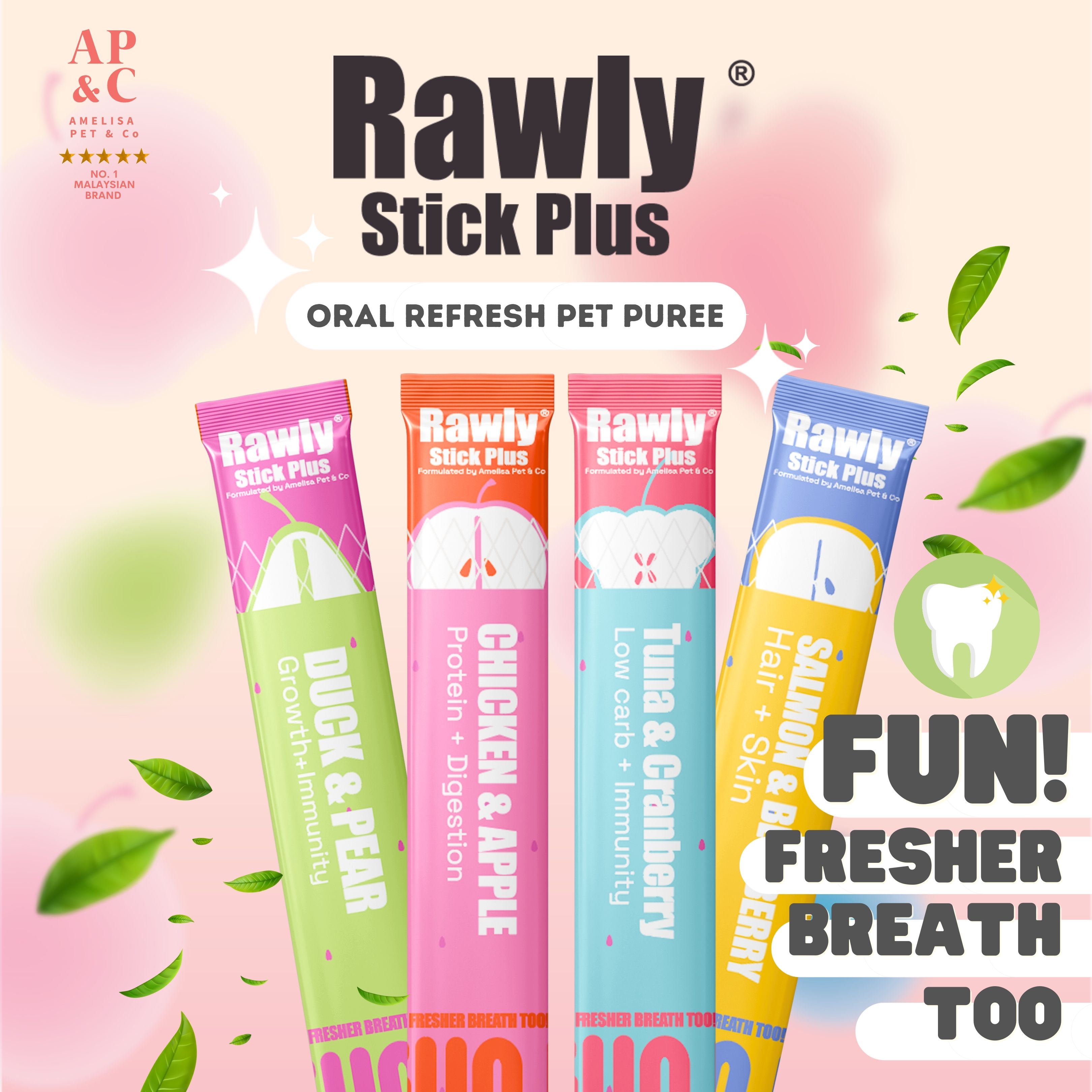 AP&C｜口腔護理 貓犬肉泥條 貓條 Oral Refresh Puree 16g x 4
