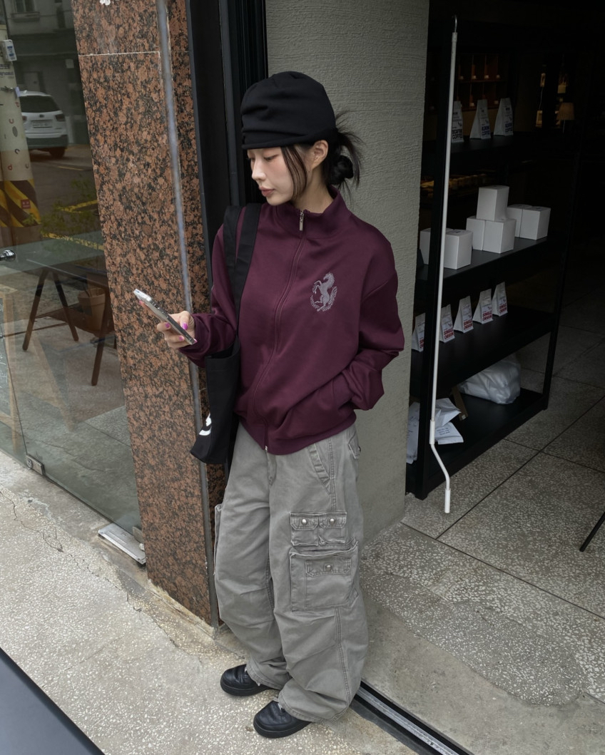 Graphic High-Neck Zip-Up