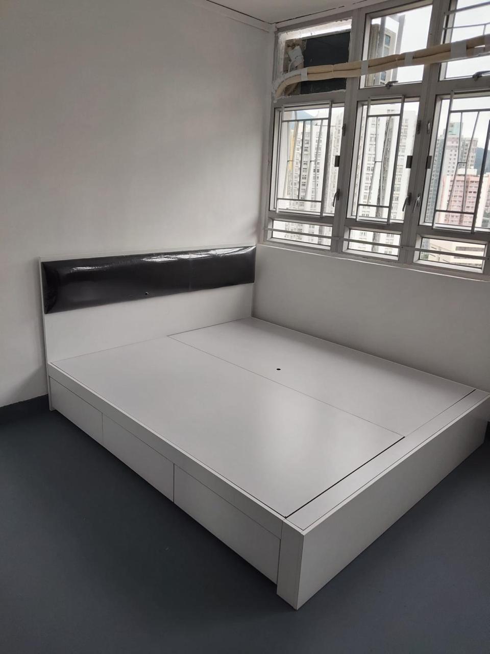 全白色皮拼床_3櫃桶_多種尺寸