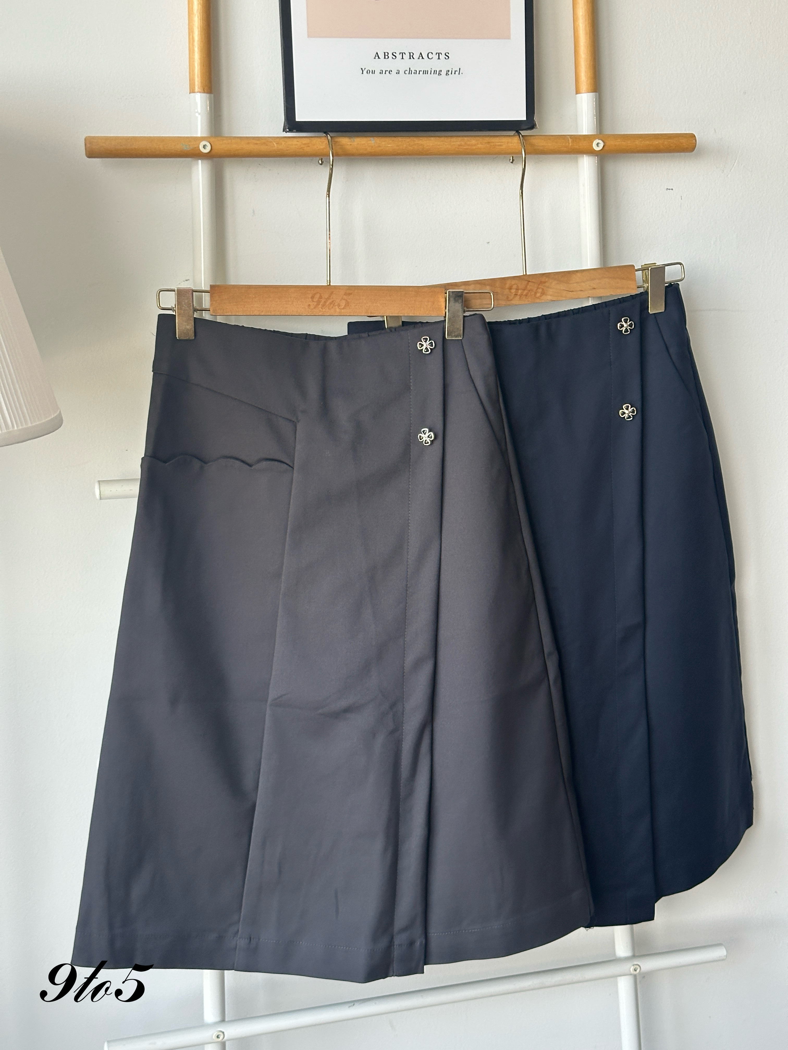 S1883 A Line Skort - Dark Blue & Dark Grey