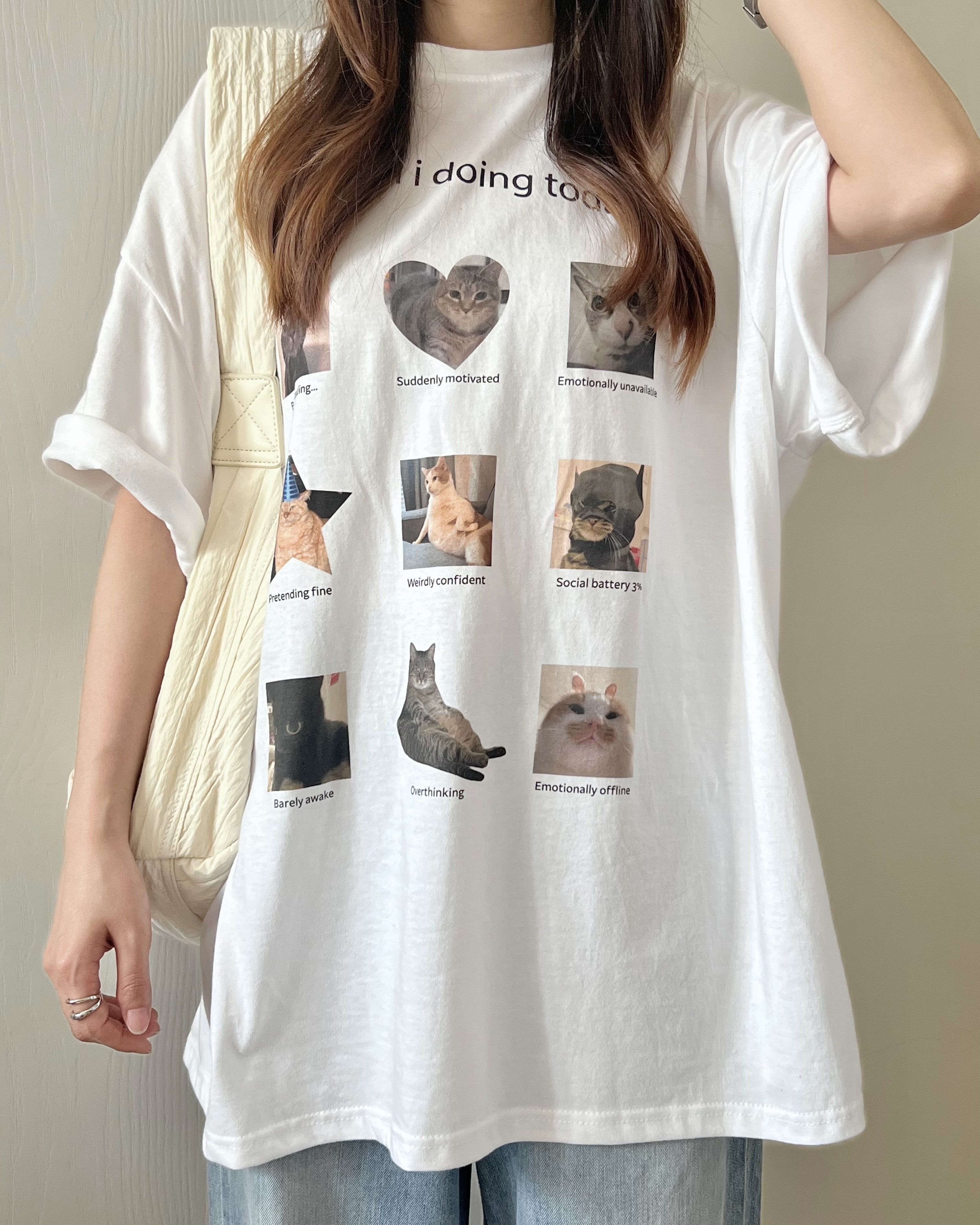 九宮格喵喵oversize tee