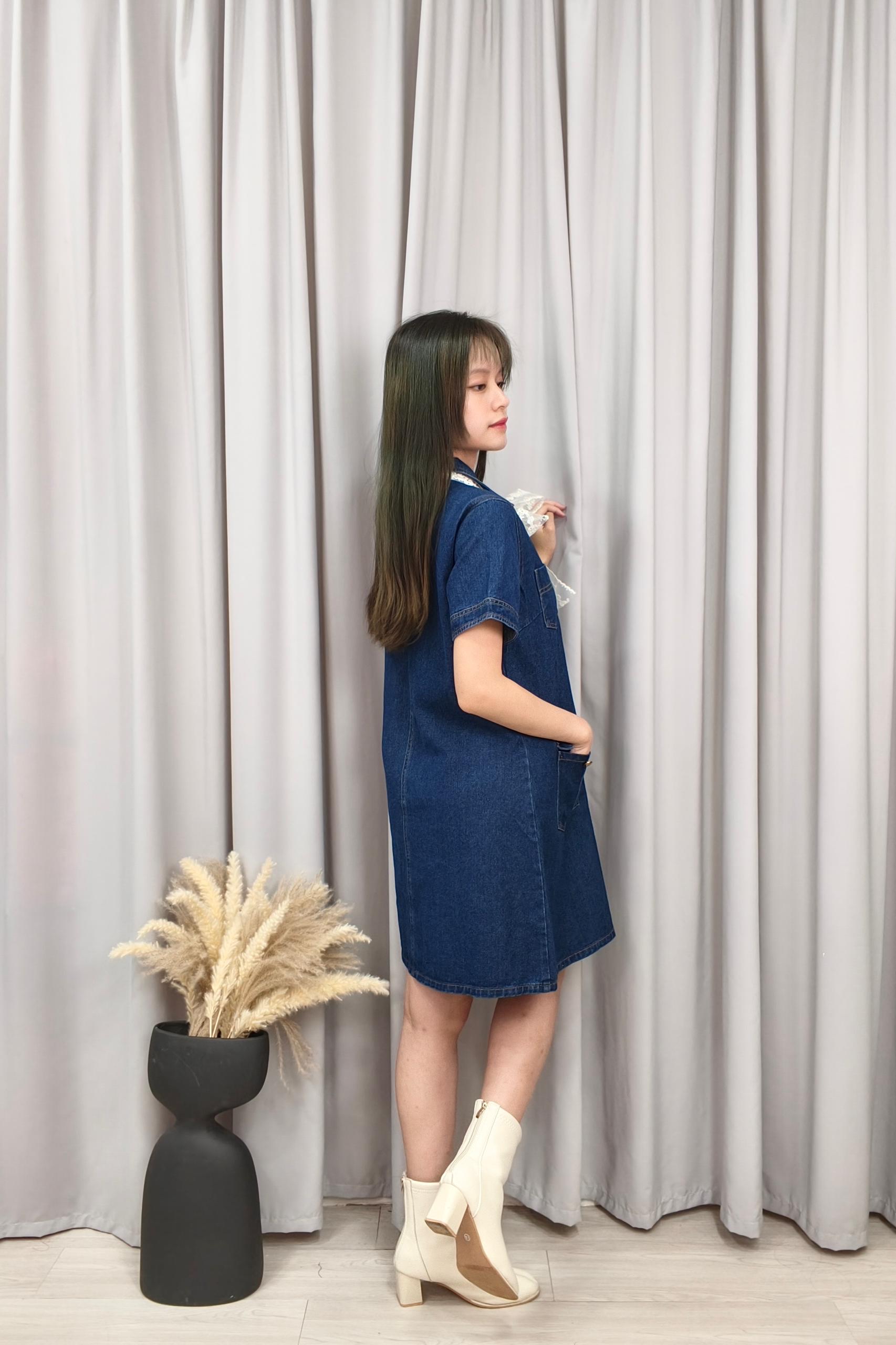 935277 Sweet Denim Button Dress