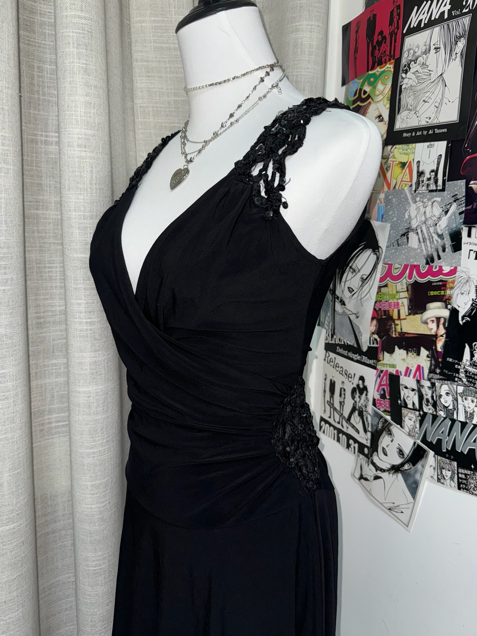 Surplice V-Neck Floral Trim Cocktail Dress