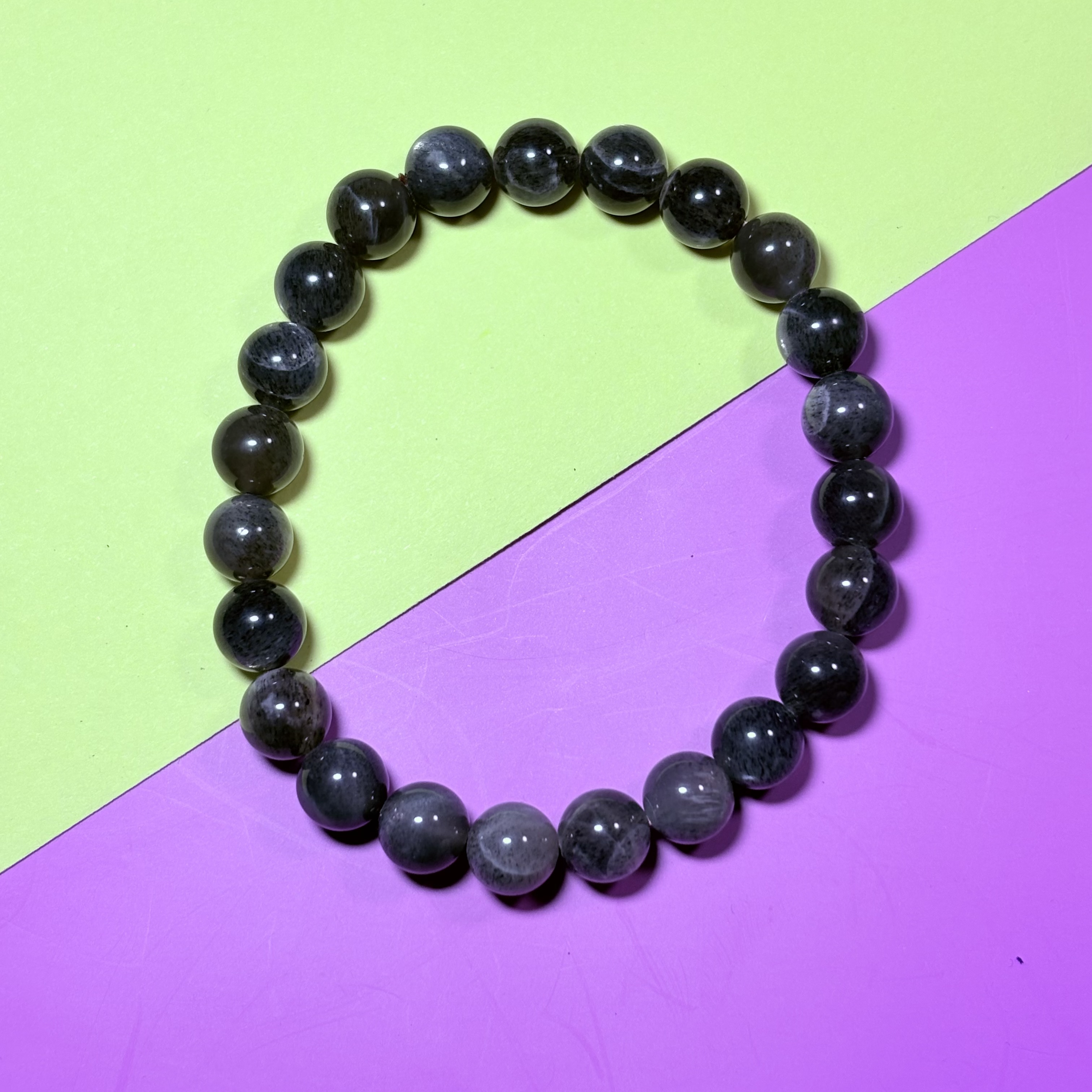 8mm太歲石黑幹體黑太陽石手串No.3025