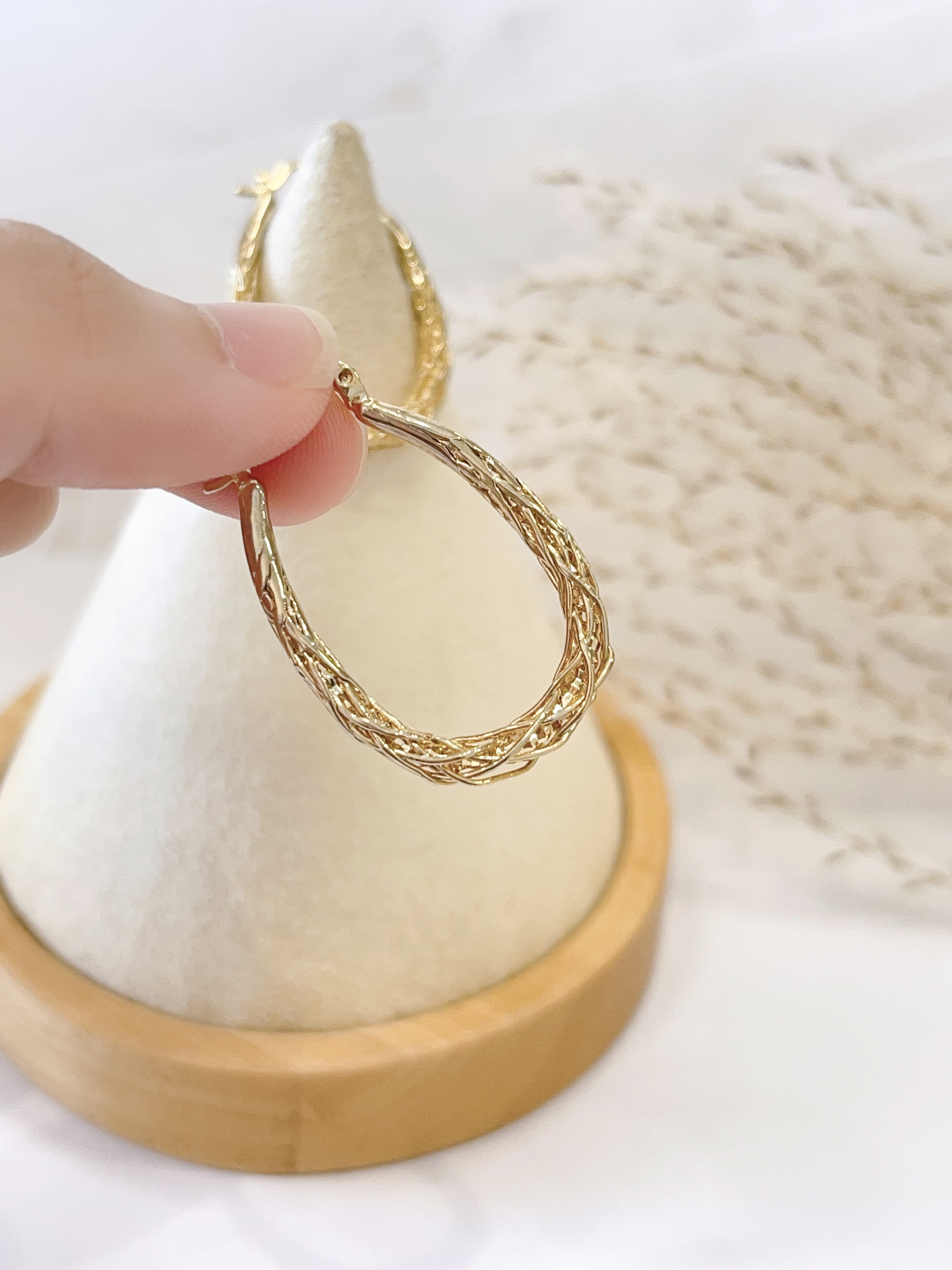 金丝月影鸡蛋型耳扣耳环