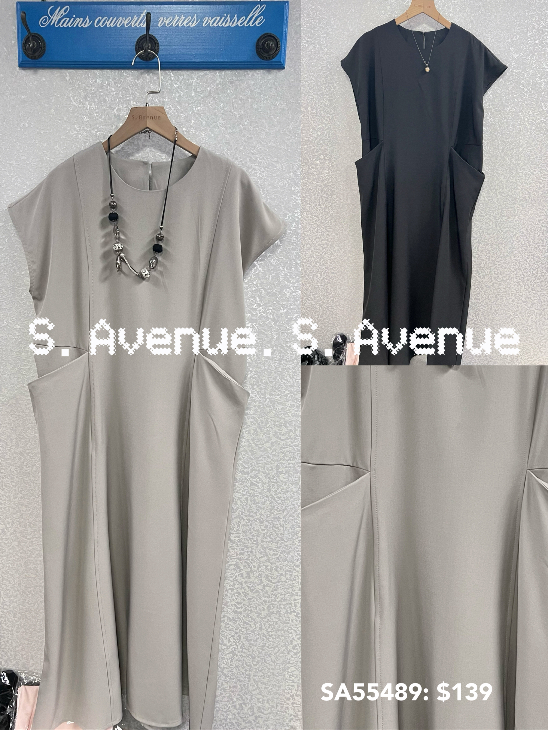 SA55489: 短袖前雙袋後拉錬op