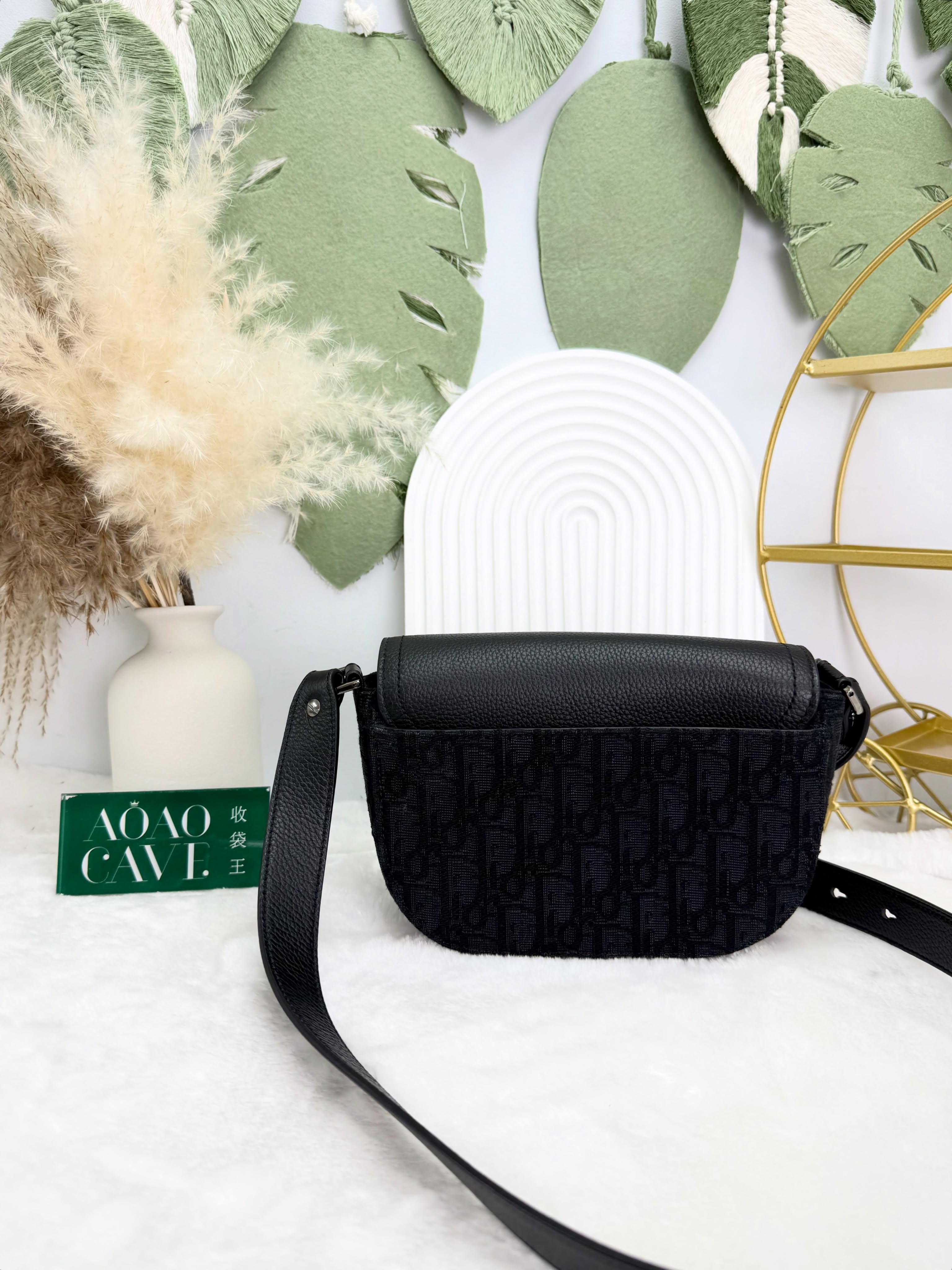Dior👜 PRE OWNED 🛍️黑色老花郵差包 2025年單 全套🖤