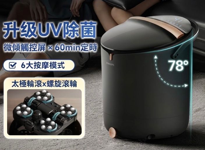 Philips 飛利浦 全自動加熱按摩足浴器 PPM5304F 香港三腳插頭 (預購產品)
