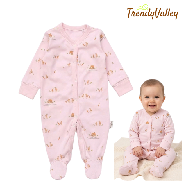 Trendyvalley Organic Cotton Long Sleeve Long Pant Baby Romper Jumpsuit