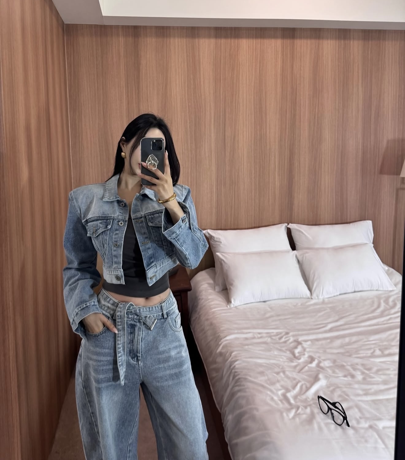 B01 後扣漸變色洗水牛仔外套