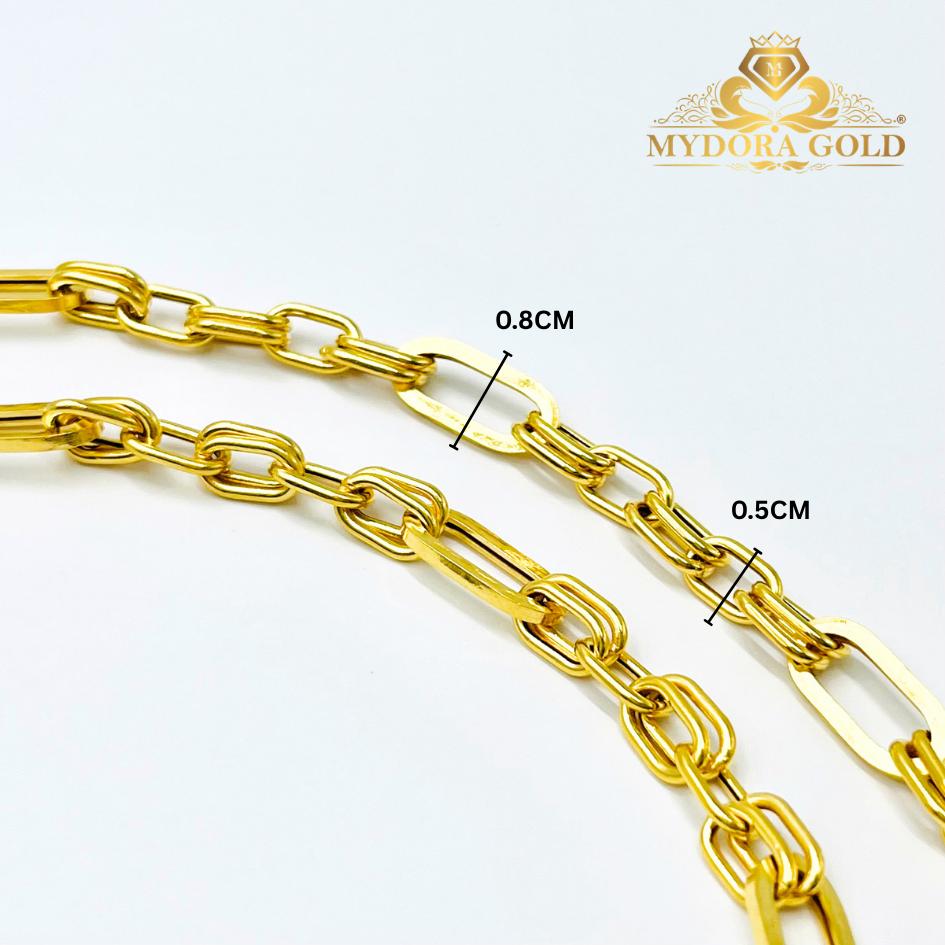 MYDORA Rantai Tangan Fesyen Paperclip + Double Chain l EMAS 916/22K