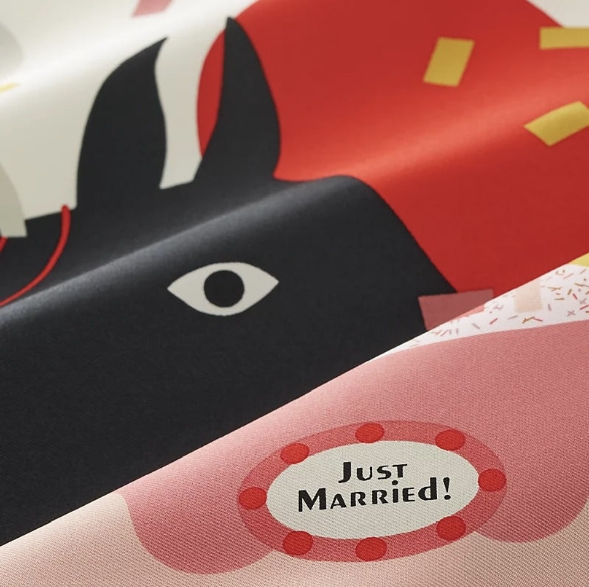 🧧 Hermès 45cm 100%絲Just Married圖案絲巾