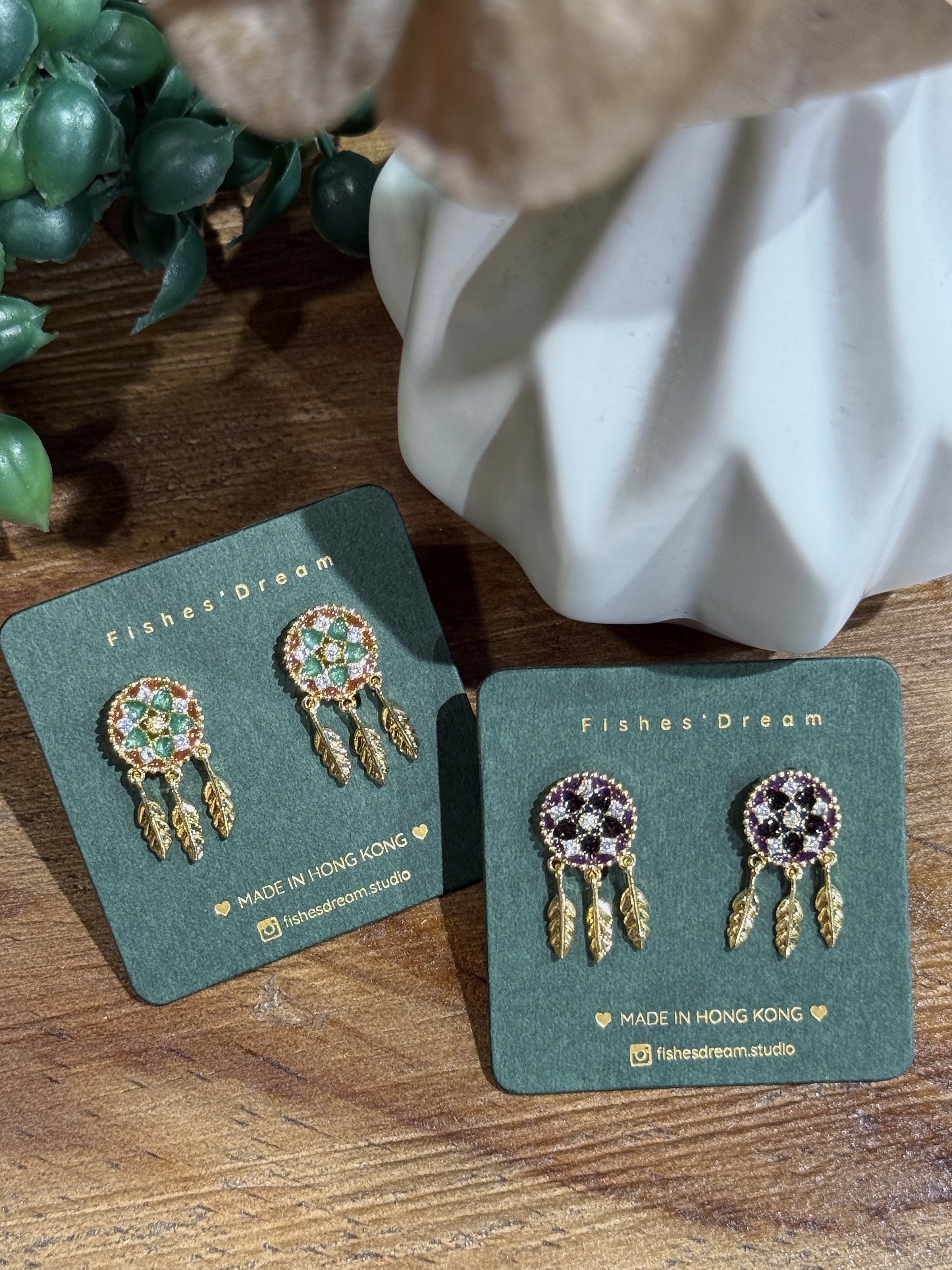 夢罟 I Dreamcatcher I Stud Earrings | 耳釘固定的垂飾耳環