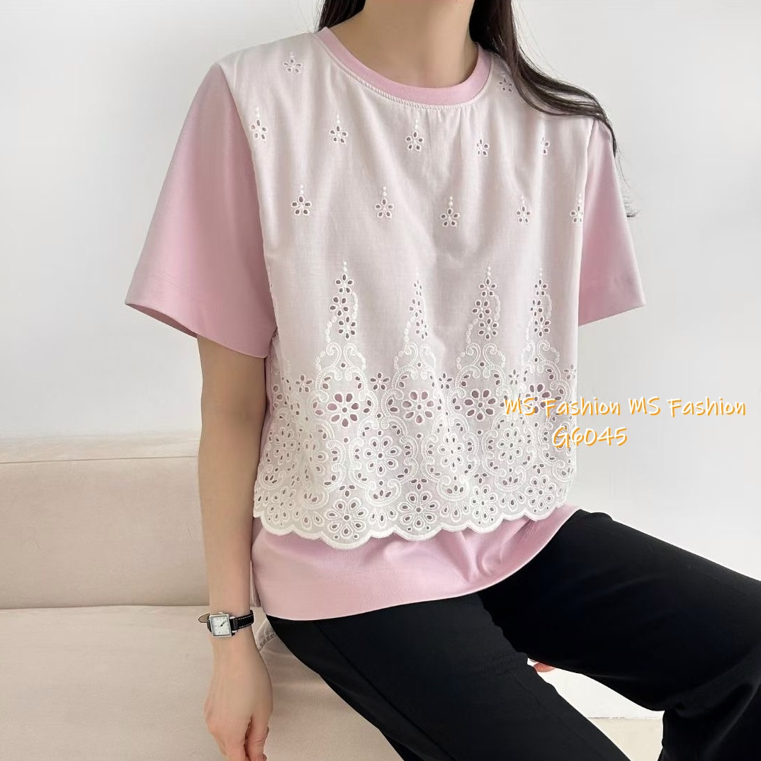 G6045 韓國🇰🇷通花拼布top