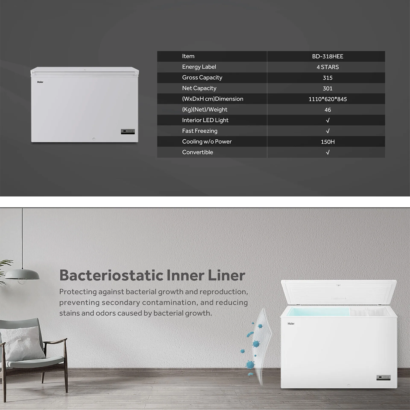 Haier 318L Chest Freezer (BD-318HEE)