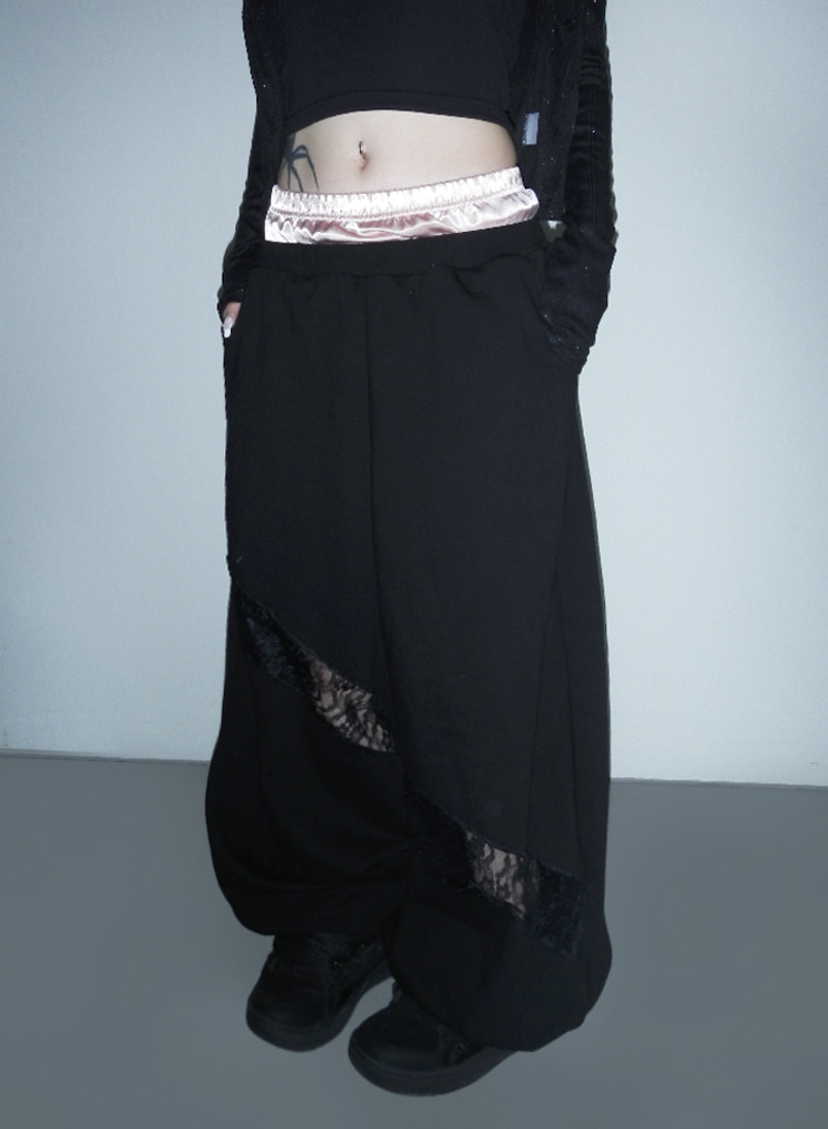 Double-Waist Lace Sweatpants