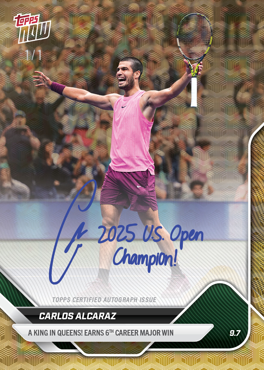 Carlos Alcaraz - 2025 Tennis Topps NOW® #TN-CA US Open 冠軍卡｜PR 11,826
