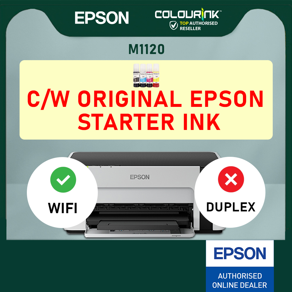 Epson EcoTank M1120 A4 Print Mono Refill Ink Tank WiFi Printer Mobile Wireless Print similar to L3210 L3250 L2370DN