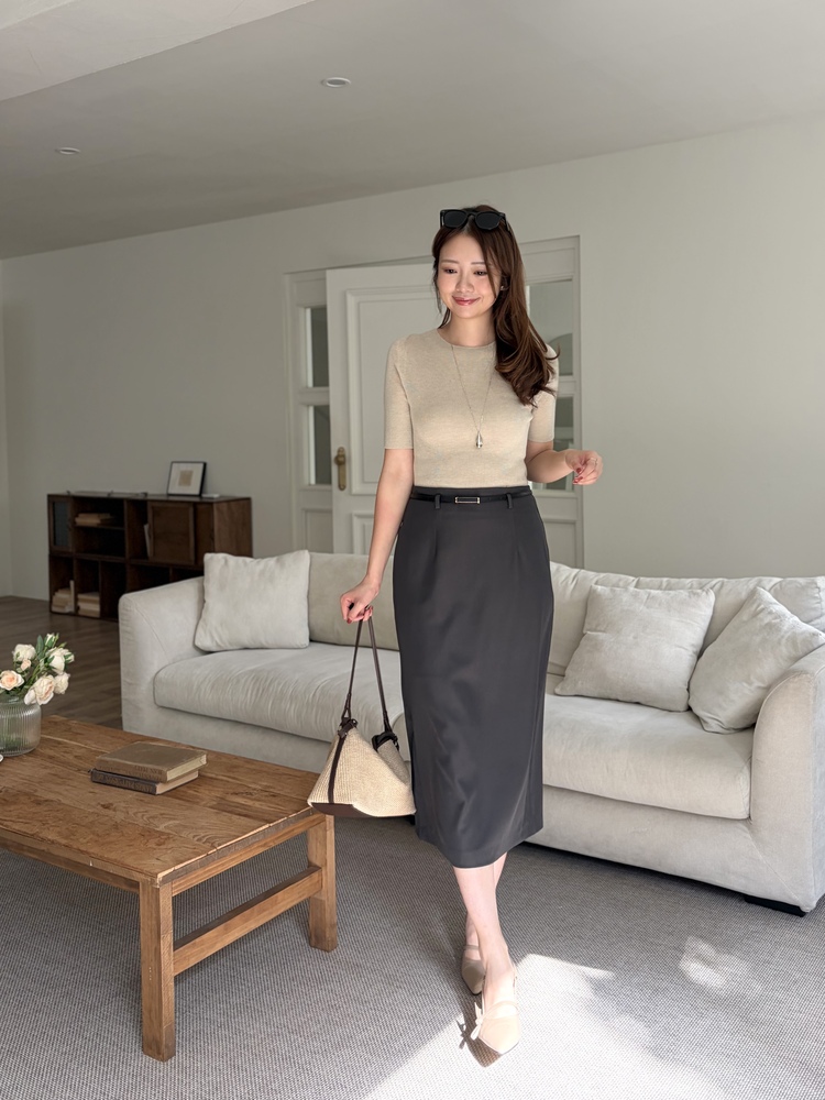 The Classy Belted Skirt (Charcoal)