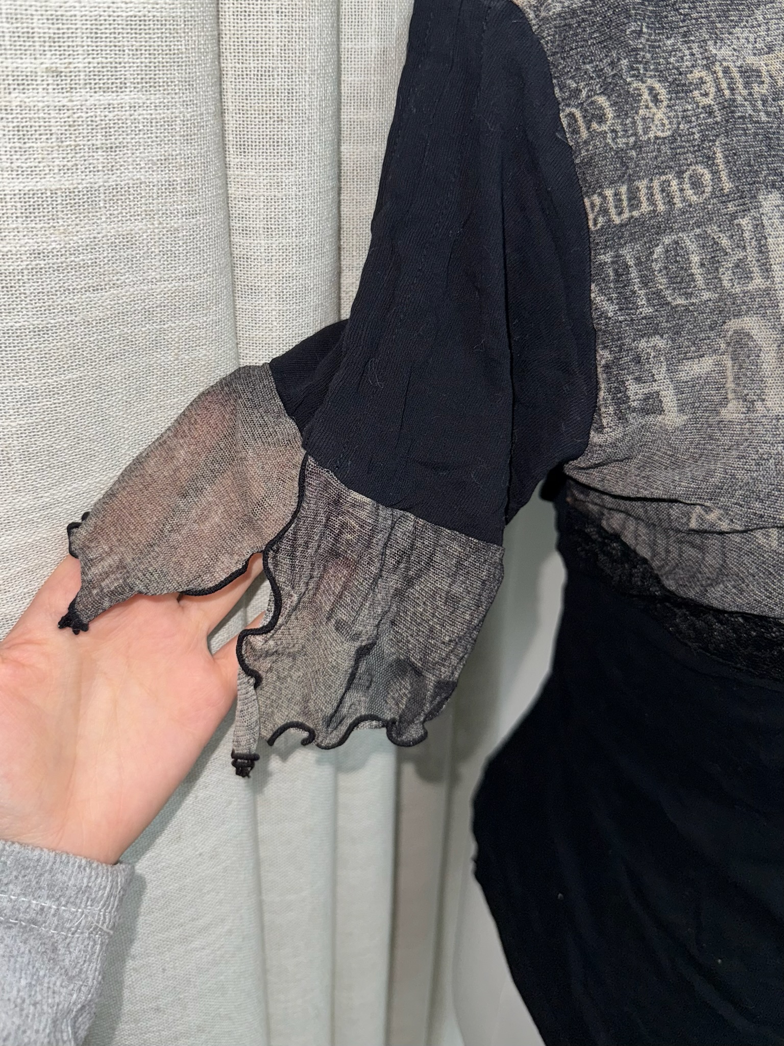 Grunge Aesthetic Graphic Tee with Lace Trim