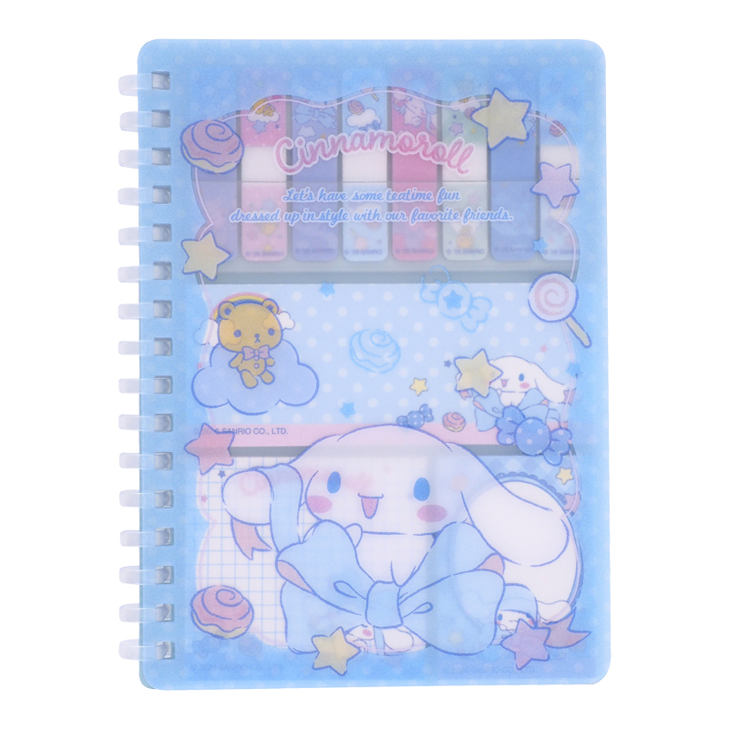 Cinnamoroll A6 Soft Wire-O Notebook w/ Memo Pad A6 軟線圈簿連便條紙 (共60頁紙，內有8款書籤貼及3款便條貼)
