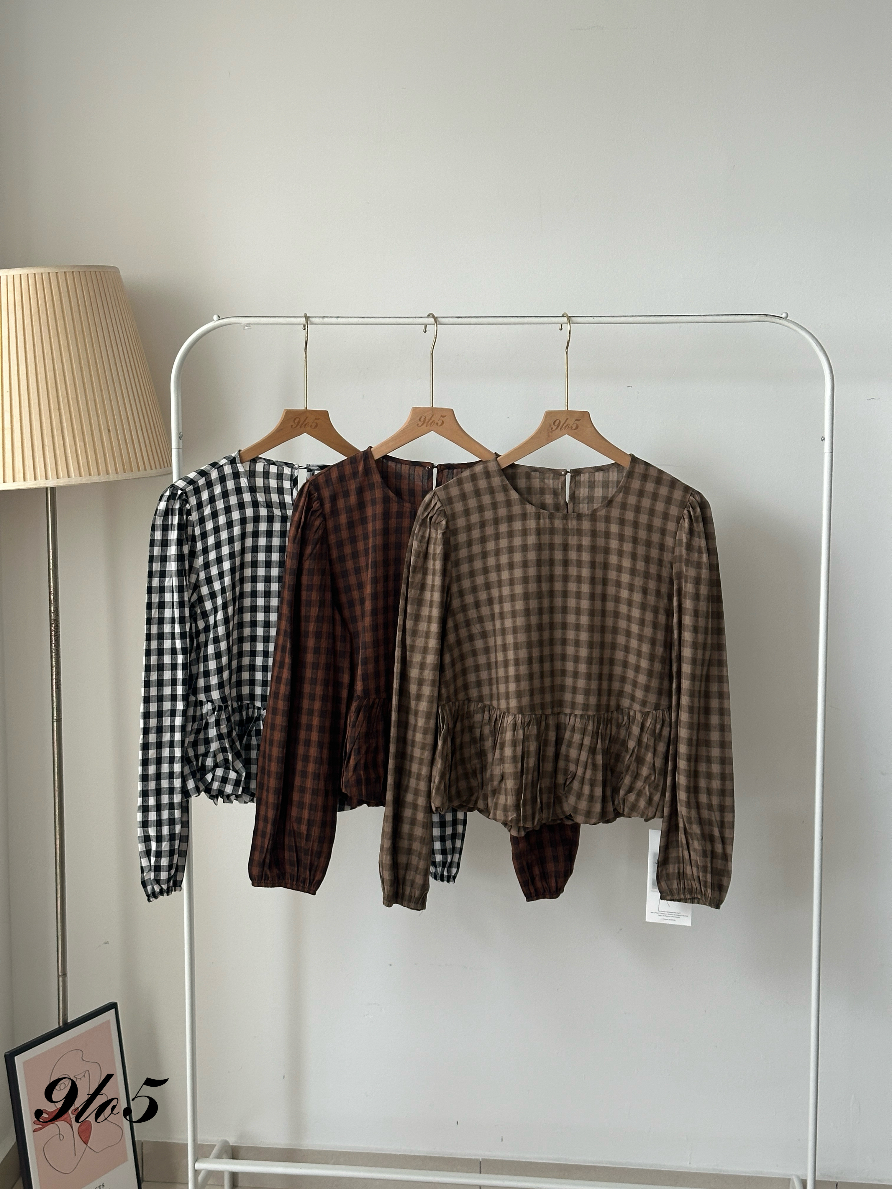 T4004 Checkered Peplum Top - 3 Colors