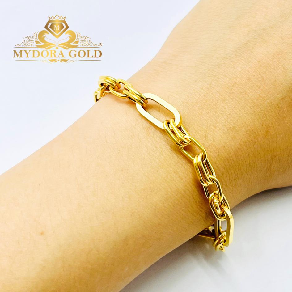 MYDORA Rantai Tangan Fesyen Paperclip + Double Chain l EMAS 916/22K