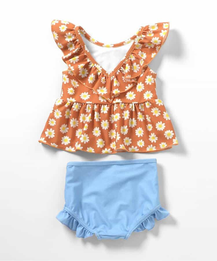 🇯🇵預訂 日本直送🇯🇵Apres les cours六色圖案印花荷葉邊後背V領分體泳衣