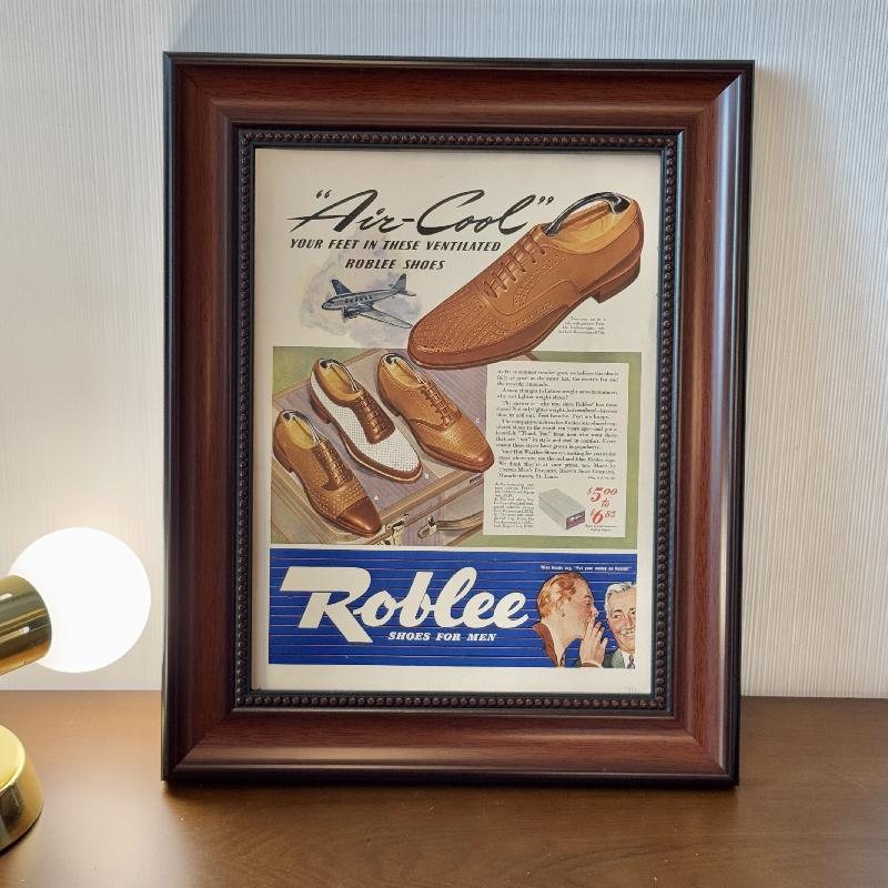 Framed Vintage Advert Poster Series - 1941 ROBLEE Air Cool Shoes for men Vintage Print Ad (MT2267)