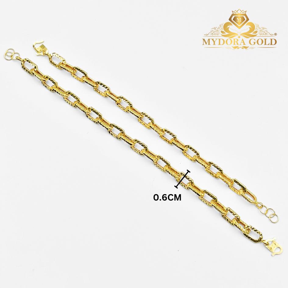 MYDORA Rantai Tangan Sauh Pahat Stamping l EMAS 916/22K