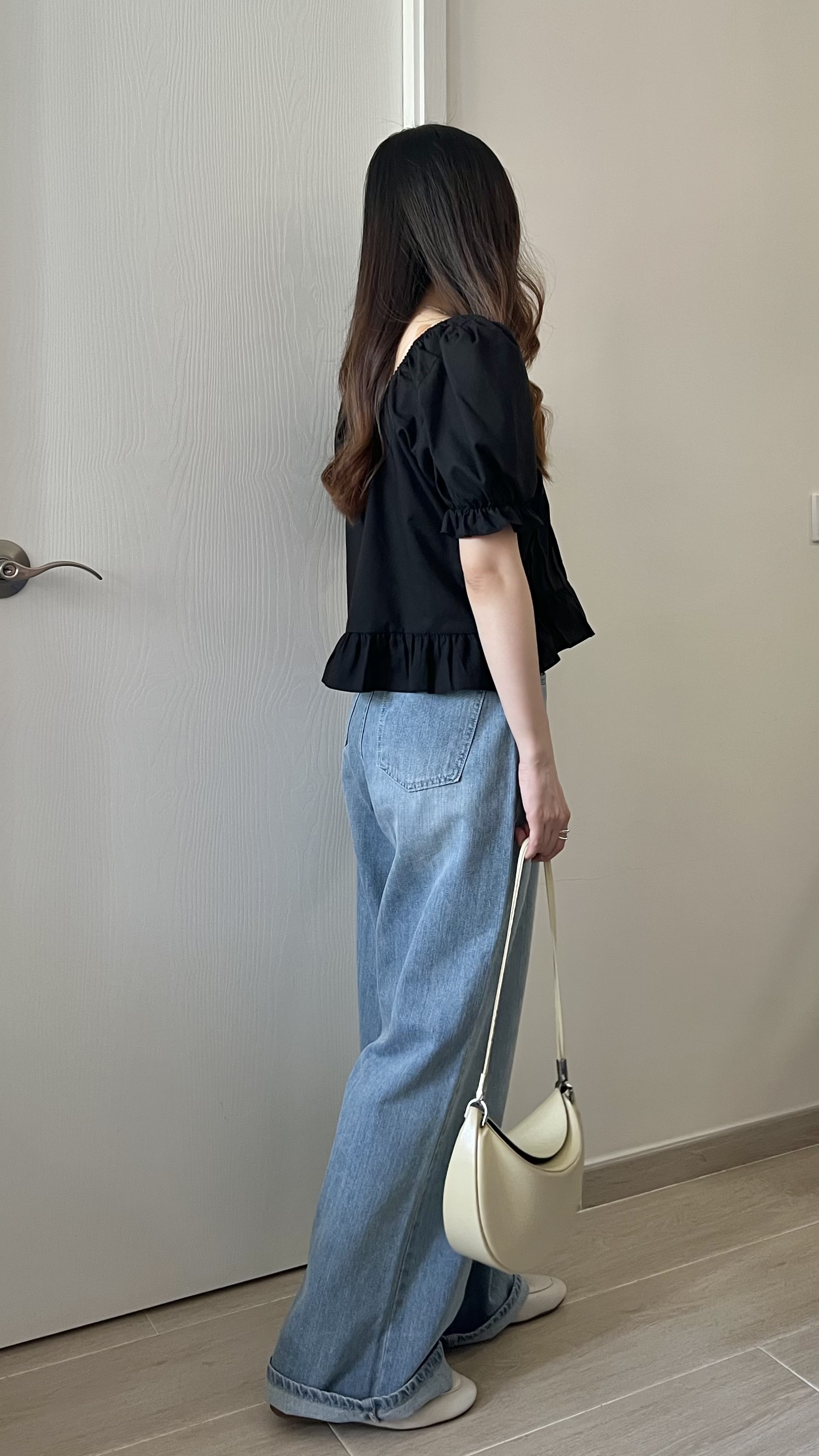 公主膊花邊短袖blouse