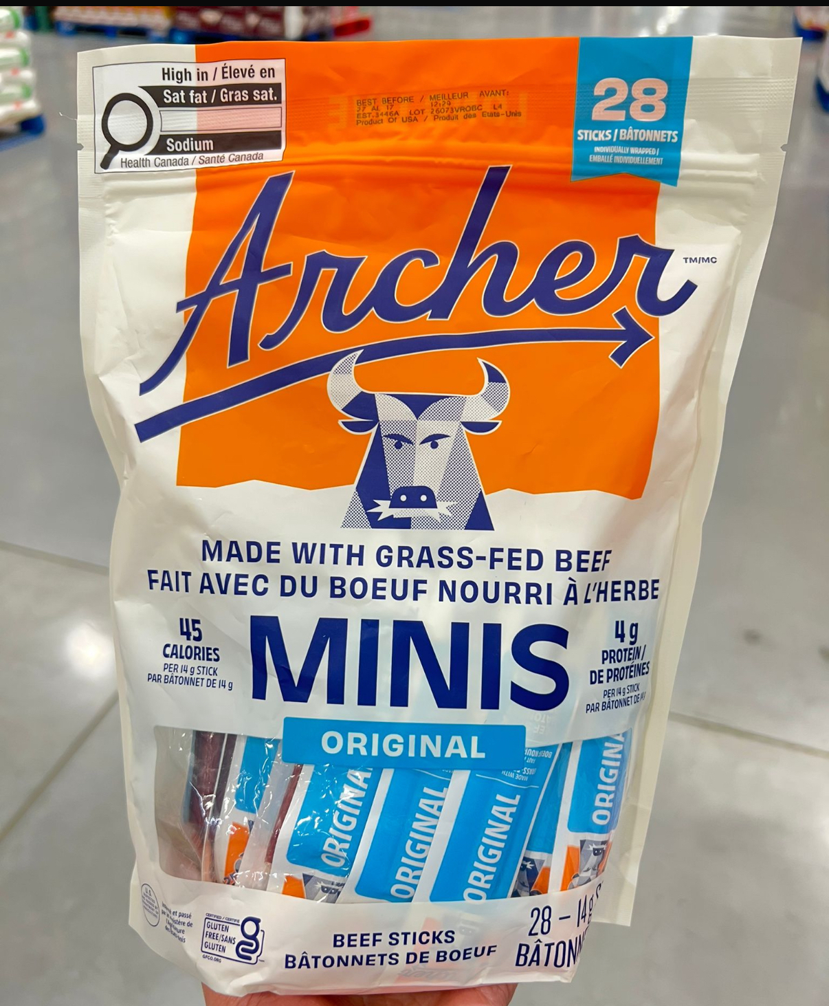 加拿大直送  *高級牛肉條Archer草飼牛迷你牛肉條* 28條x 14g 