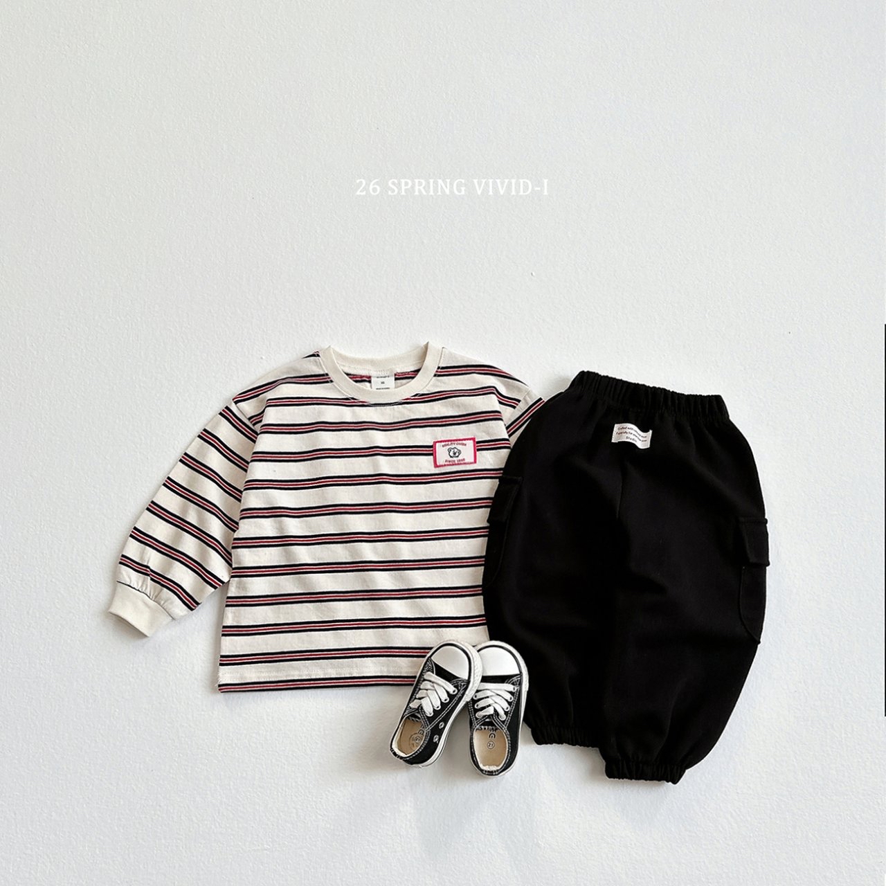 🌸預訂 韓國直送🌸🇰🇷VIVIDI三色動物標籤條紋寬鬆長袖上衣