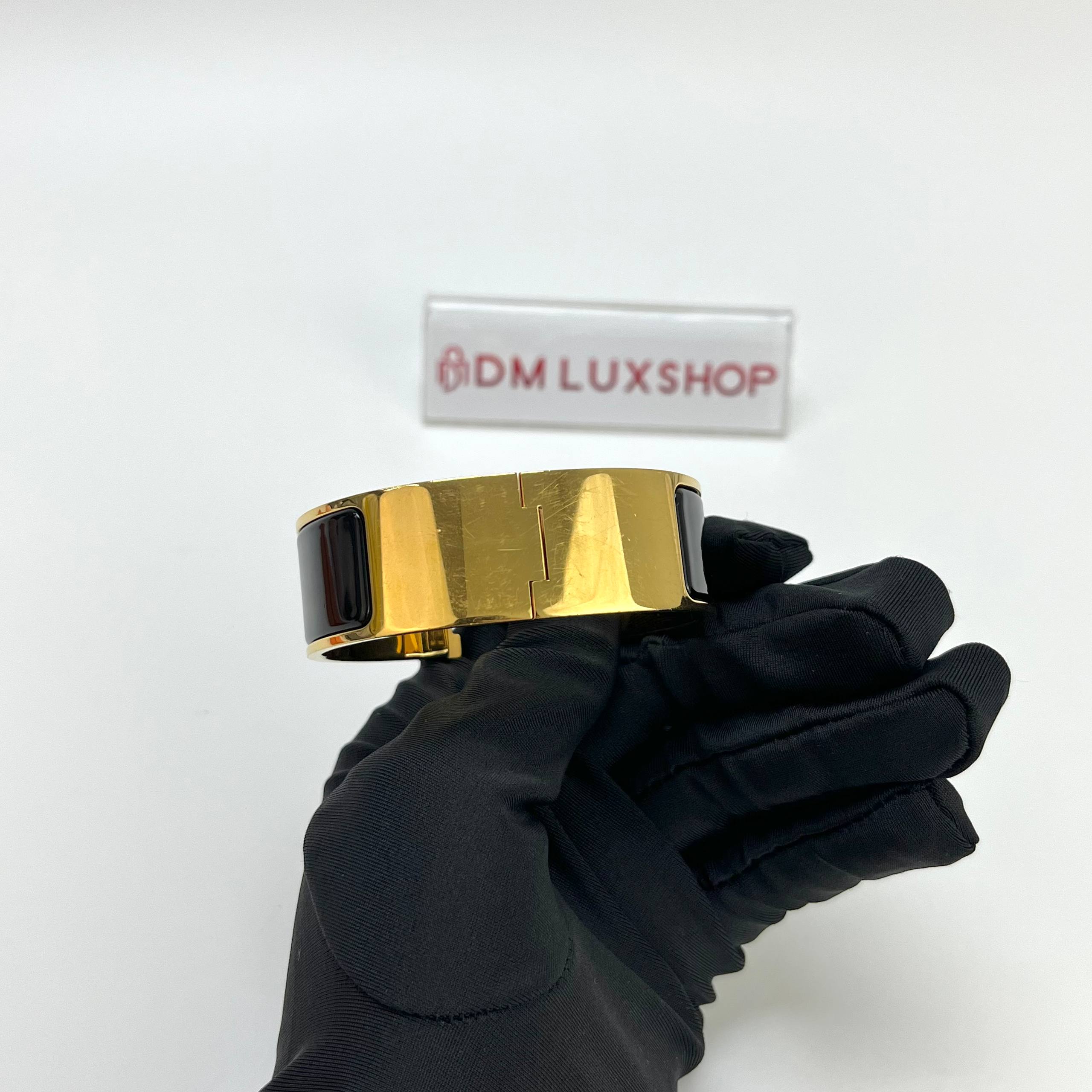Hermes Black Clic H Bracelet GHW