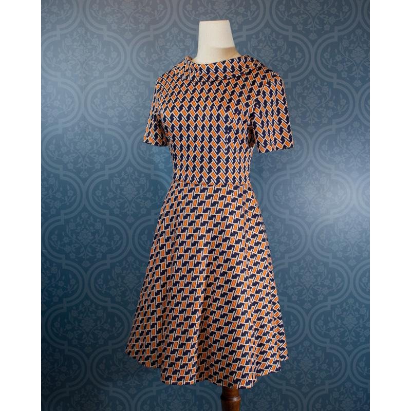 (Ready-Made)1960s Inspired Orange Icon Go Go Dress - Short Sleeve(FM157)