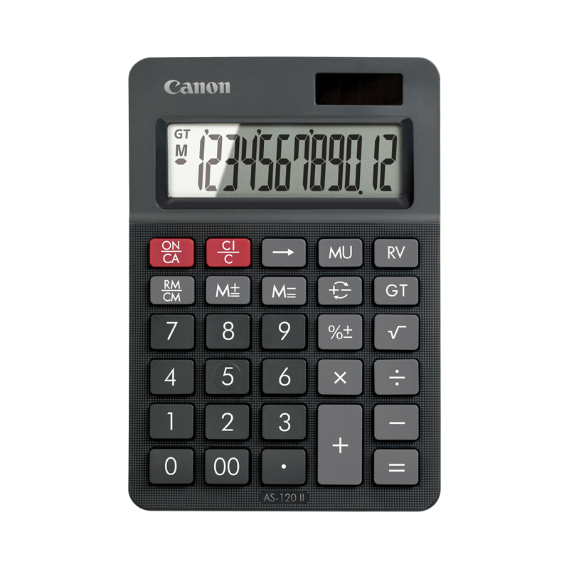 Canon Calculator AS-120 – Desktop 12-Digit Calculator (Dual Power, Tilted Display, Eco-Friendly Design)