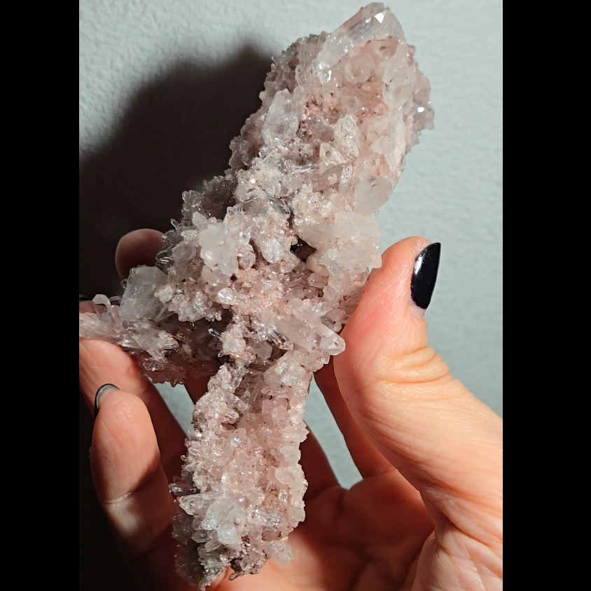 Extra pink pink Lemurian cluster with crystals on both sides - LQ194